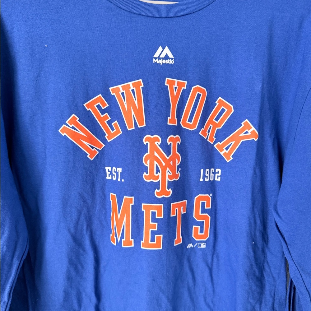 Majestic Men's MLB New York Mets Long Sleeve Crew Neck Large T-Shirt NWOT - Picture 2 of 4